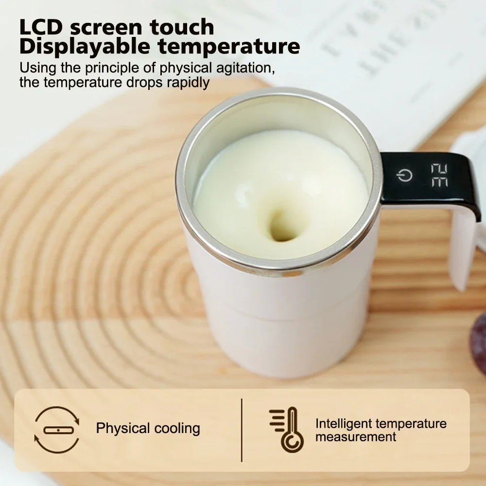 Automatyczny kubek mieszający z wyświetlaczem temperatury – inteligentny termos ze stali nierdzewnej