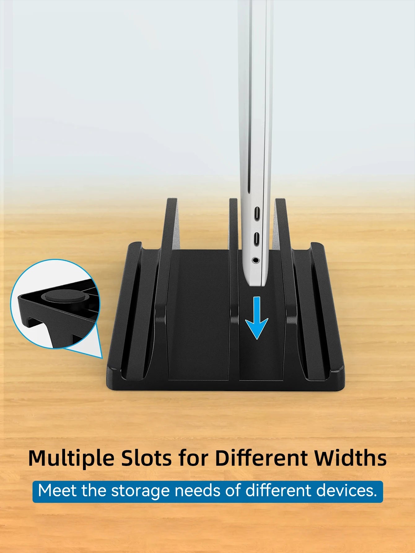 Pionowy stojak na laptopa z tworzywa sztucznego - przenośny uchwyt na tablet/MacBook/telefon, regulowana podstawka na biurko do notebooka, oszczędność miejsca, akcesorium do tabletu