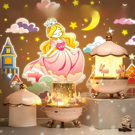 Projektor Nocny dla Dzieci 21 Filmów + Muzyka Bluetooth | Lampka LED USB | Dekoracja do Sypialni i Prezent Urodzinowy